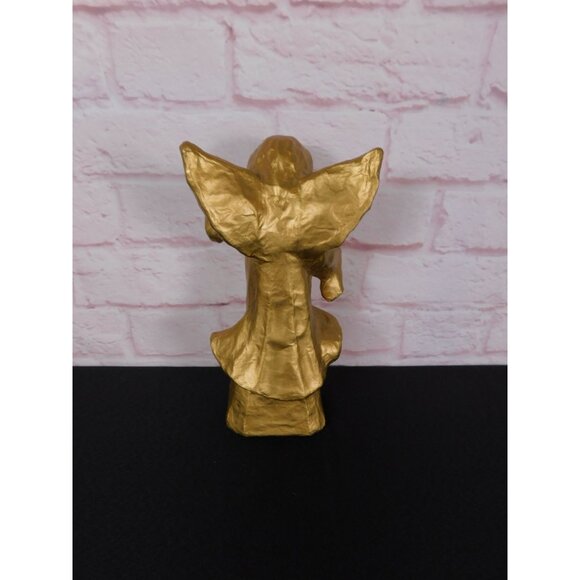 Vintage Gold Paper Mache Banner Angel 12" Holiday Décor Unique - Picture 6 of 9